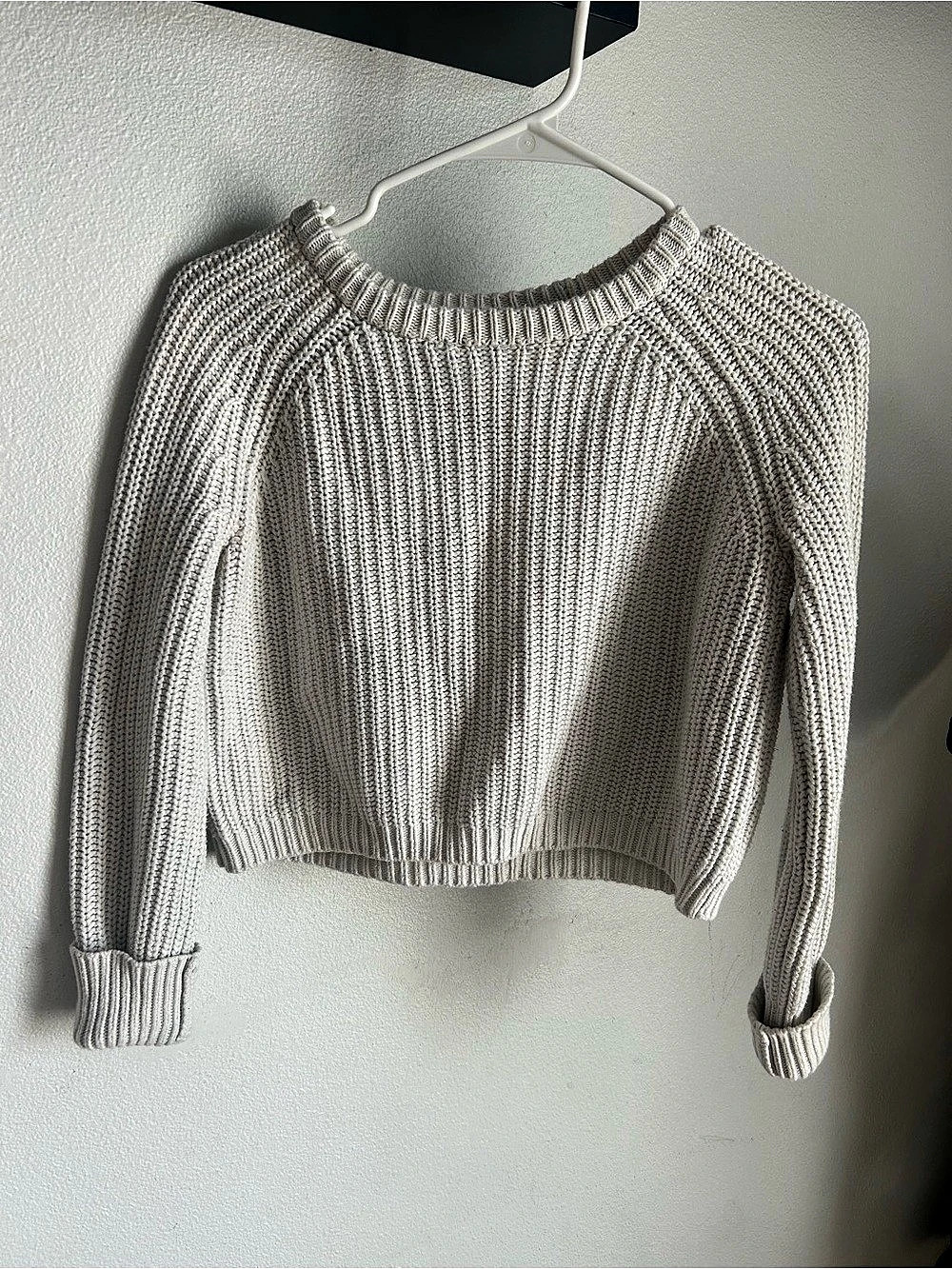 American Apparel Ribbed Crew Neck Sweater in White Size XS
